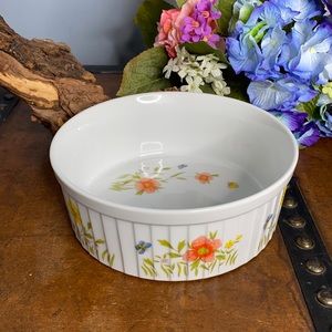Andrea White Soufflé Baking Dish With Spring Flowers